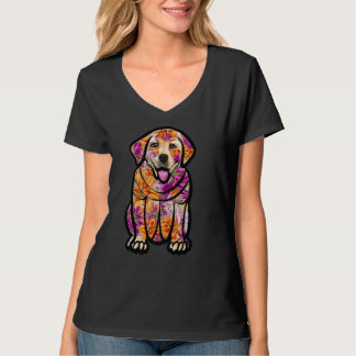 Dogs Dog Labrador Retriever In Flowers Doggie Flor T-Shirt