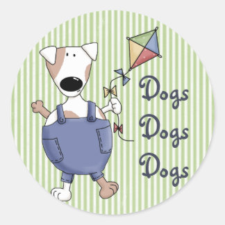 Dogs Dogs Dogs Cute Cartoon Classic Round Sticker