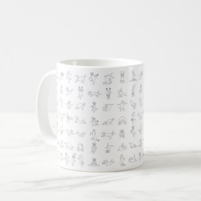 Dogs doing yoga, doggy yoga pose coffee mug (Front Left)