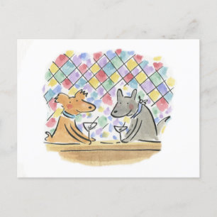 Dogs drinking Martinis Postcard