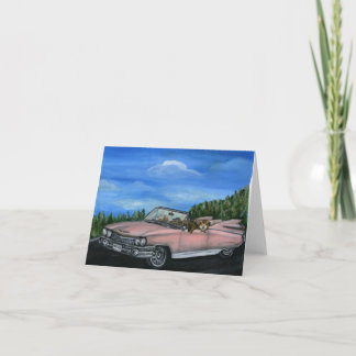 Dogs Driving A Retro Car Note Cards