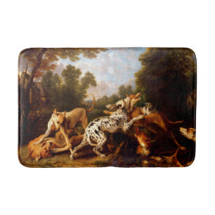 Dogs Fighting (by Frans Snyders) Bath Mat