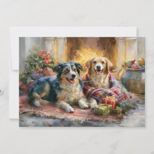 Dogs Fireplace Christmas Gifts Holiday Card