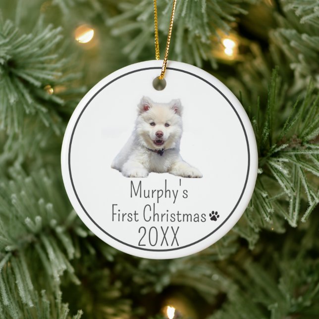  Dogs First Christmas Custom Photo  Ceramic Tree Decoration (Tree)