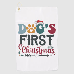Dog's First Christmas Golf Towel