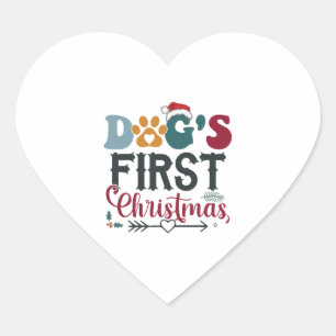 Dog's First Christmas Heart Sticker