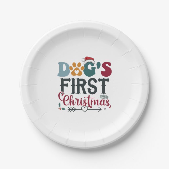 Dog's First Christmas Paper Plate (Front)