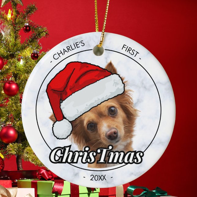 Dogs First Christmas Personalised Dog Photo  Ceramic Tree Decoration (Creator Uploaded)