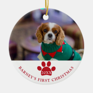 Dog's First Christmas Photo Ceramic Tree Decoration