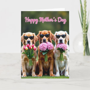 Dogs Floral Mothers Day Card