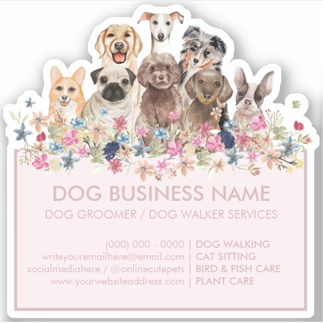 Dogs Flowers Blush Pink Rectangle Frame (Front)