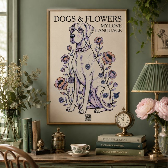 Dogs & Flowers Great Dane Art Print (Creator Uploaded)