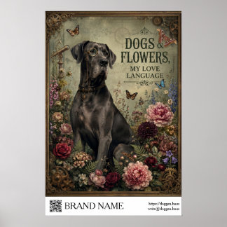 Dogs & Flowers Great Dane Art Print