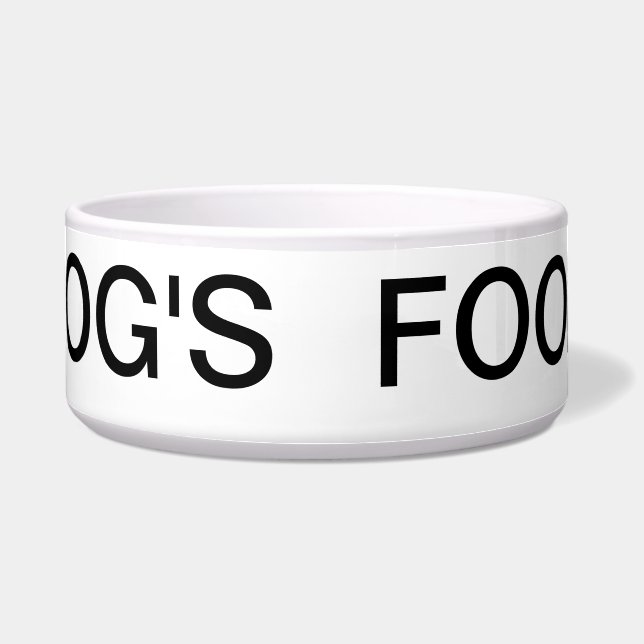 "DOG'S FOOD" Bold Text Bowl – Modern Typography (Front)