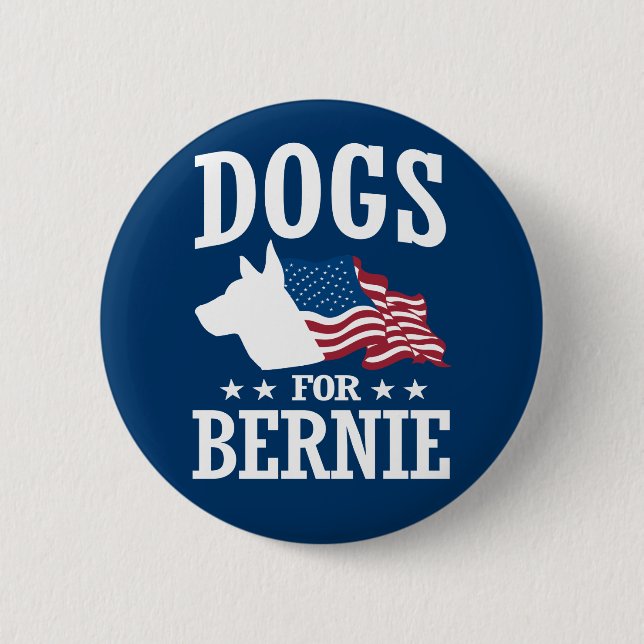 DOGS FOR BERNIE SANDERS 6 CM ROUND BADGE (Front)