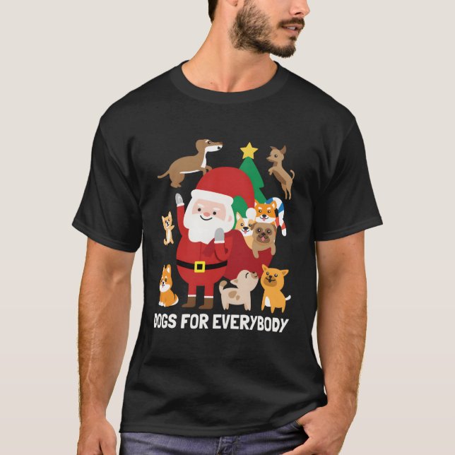 Dogs For Everybody Funny Cute Winter Christmas Gif T-Shirt (Front)
