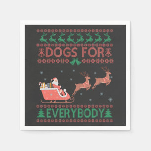 Dogs For Everybody Funny Ugly Christmas Sweater   Napkin