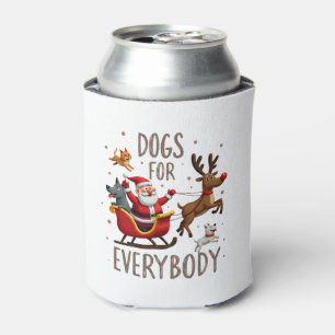 Dogs For Everybody Santa Funny Christmas Xmas (1) Can Cooler