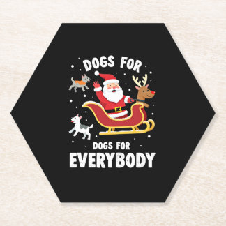 Dogs For Everybody Santa Funny Christmas Xmas (1) Paper Coaster