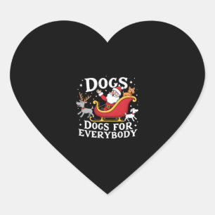 Dogs For Everybody Santa Funny Christmas Xmas (2) Heart Sticker