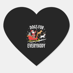 Dogs For Everybody Santa Funny Christmas Xmas (3) Heart Sticker