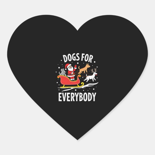 Dogs For Everybody Santa Funny Christmas Xmas (3) Heart Sticker (Front)