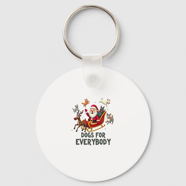 Dogs For Everybody Santa Funny Christmas Xmas (3) Key Ring (Front)