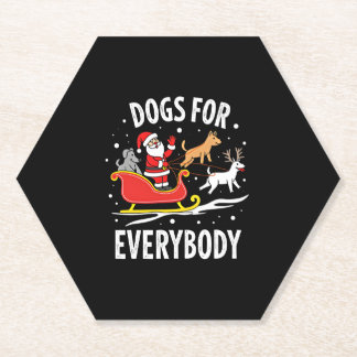 Dogs For Everybody Santa Funny Christmas Xmas (3) Paper Coaster