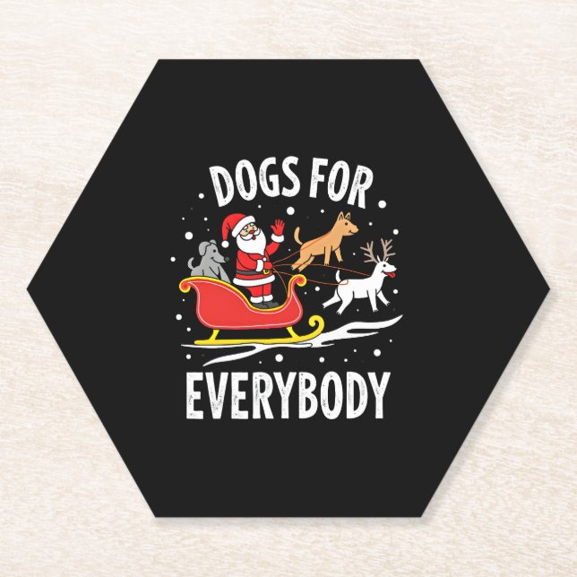 Dogs For Everybody Santa Funny Christmas Xmas (3) Paper Coaster (Front)