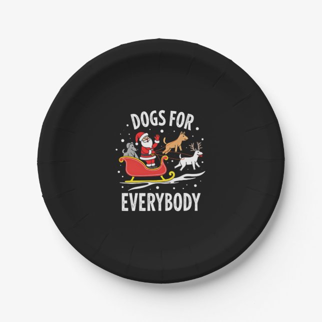 Dogs For Everybody Santa Funny Christmas Xmas (3) Paper Plate (Front)