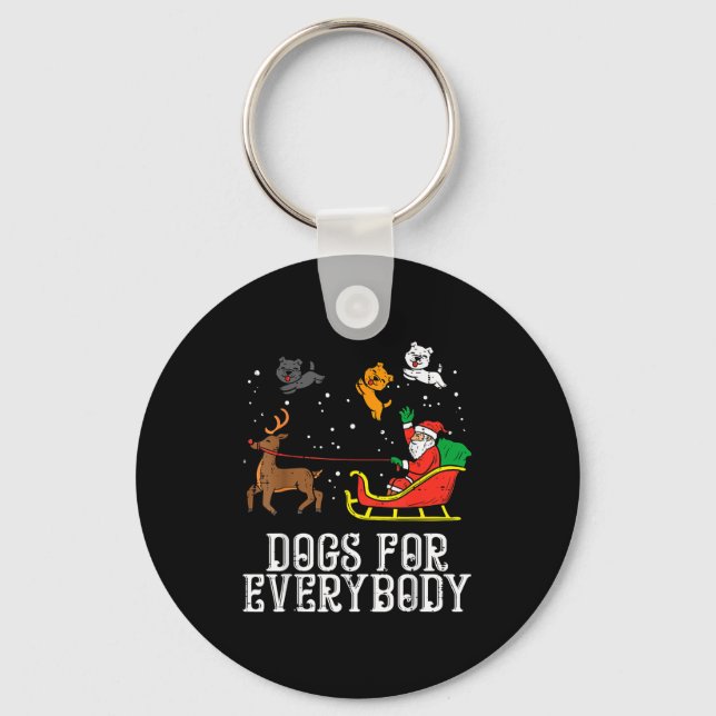 Dogs For Everybody Santa Funny Christmas Xmas  Key Ring (Front)