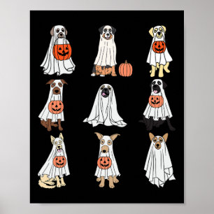 Dogs Ghost Cute Dogs Dressed As Ghost Funny Hallow Poster
