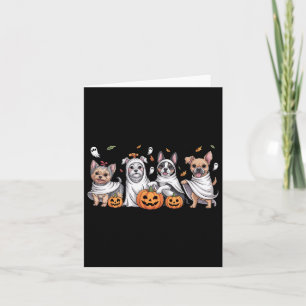 Dogs Ghosts Cute Dogs Dressed As Ghost Funny Hallo Card