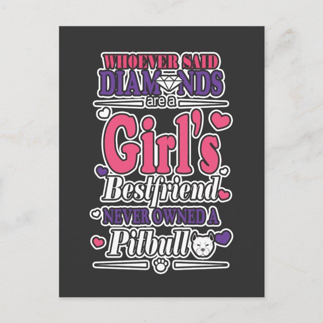 Dogs Gift Best Friend Diamond Pit bull Postcard (Front)