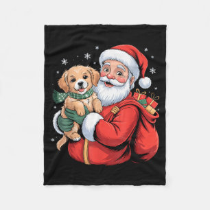 Dogs Golden Retriever Puppy Santa Christmas Funny Fleece Blanket