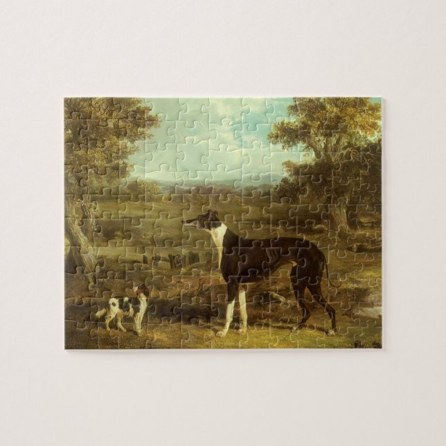 Dogs, Greyhound and Spaniel, Doctor Fop by Herring Jigsaw Puzzle (Horizontal)