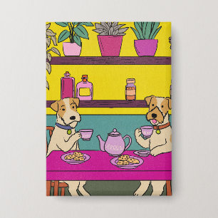 Dogs having afternoon tea