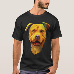 Dogs Head Colourful Pitbull Dog Mum Dad Kid Pit Bu T-Shirt