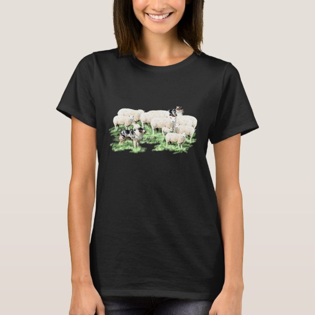 dogs Herding Their Flock of Sheep T-Shirt (Front)