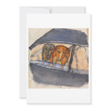 Dogs in a Car Greeting Card
