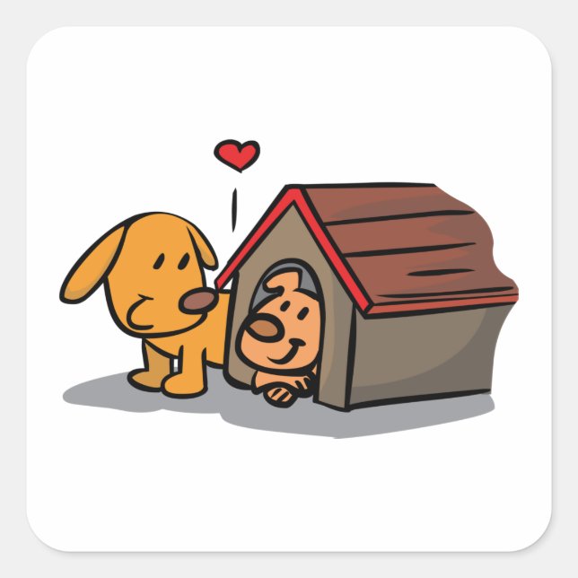 Dogs In A Dog House Square Sticker (Front)