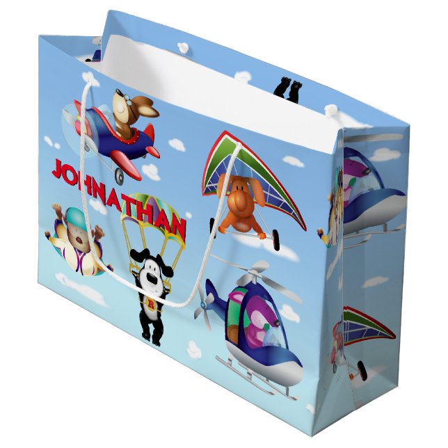 Dogs In Aviation Personalise Large Gift Bag (Front Angled)