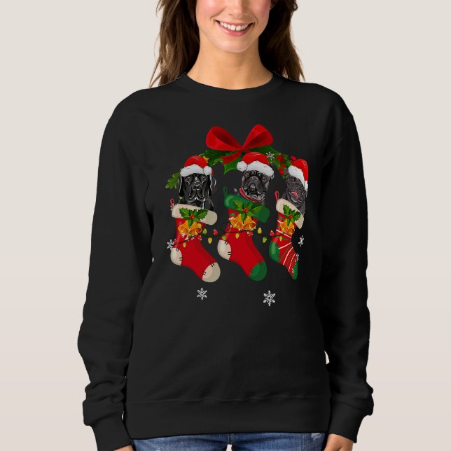 Dogs In Christmas Socks Pit Bull Sweatshirt (Front)