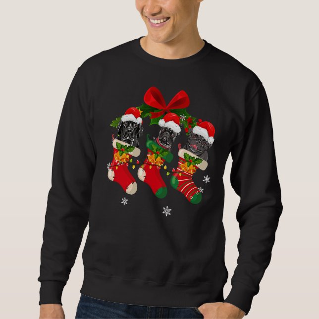 Dogs In Christmas Socks Pit Bull Sweatshirt (Front)