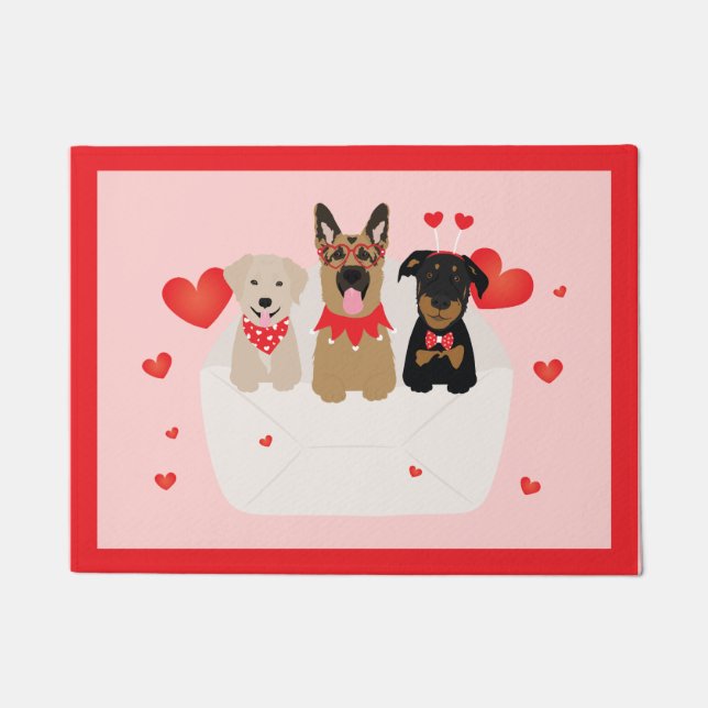 Dogs In Envelope Love Doormat (Front)