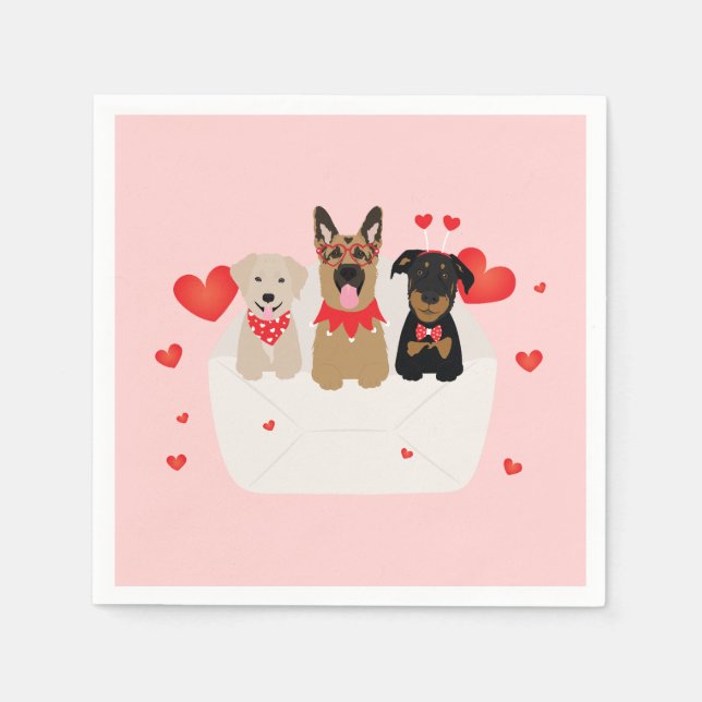 Dogs In Envelope Love Napkin (Front)