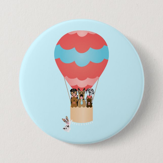 Dogs In Hot Air Balloon 7.5 Cm Round Badge (Front)