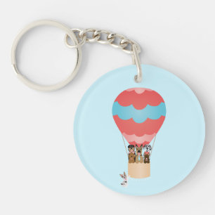 Dogs In Hot Air Balloon Key Ring