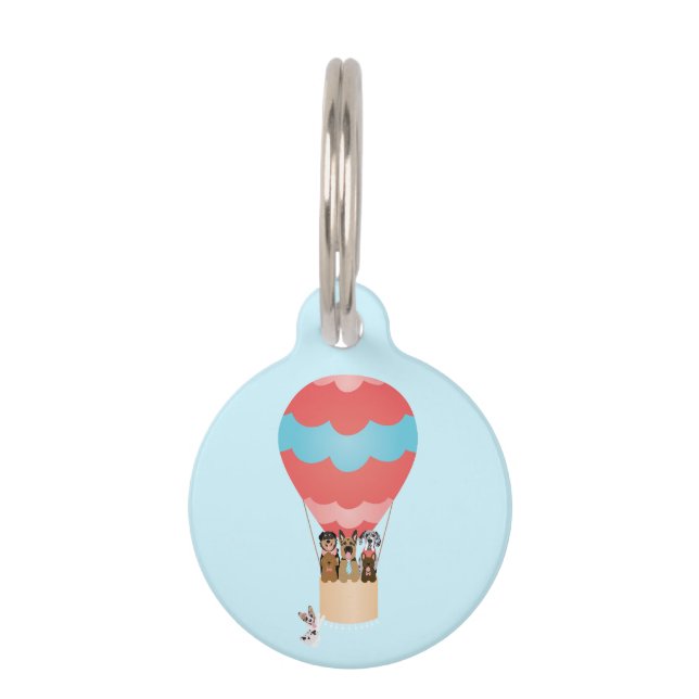 Dogs In Hot Air Balloon Pet Tag (Front)
