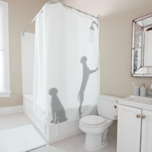 Dogs In Shower Behind Silhouette Shadow Funny Fun Curtain